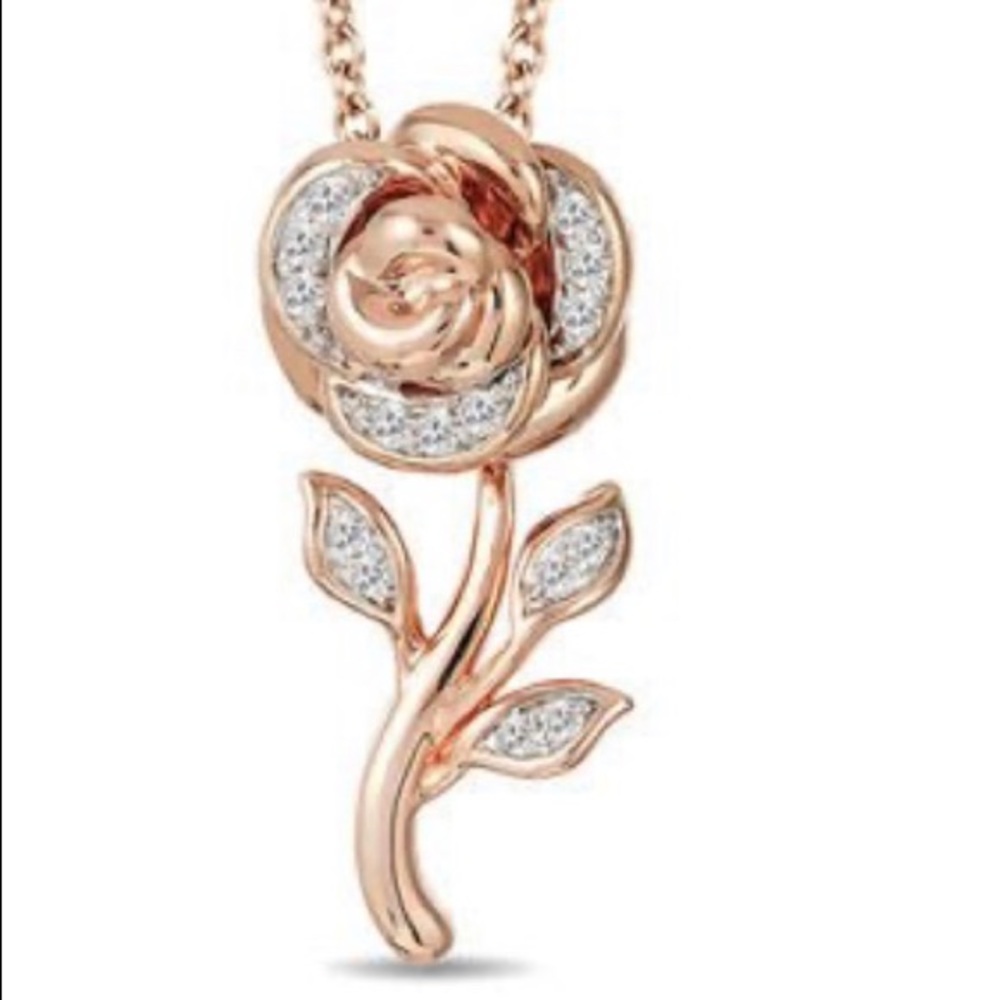 Enchanted Disney Belle Diamond Rose Gold necklace